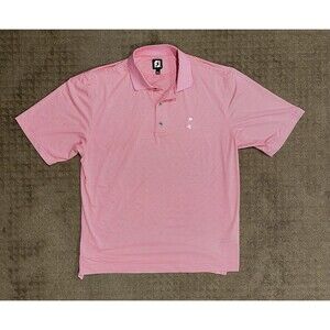 FootJoy FJ Men's Size XL Pink Striped Performance Stretch Golf Polo Shirt